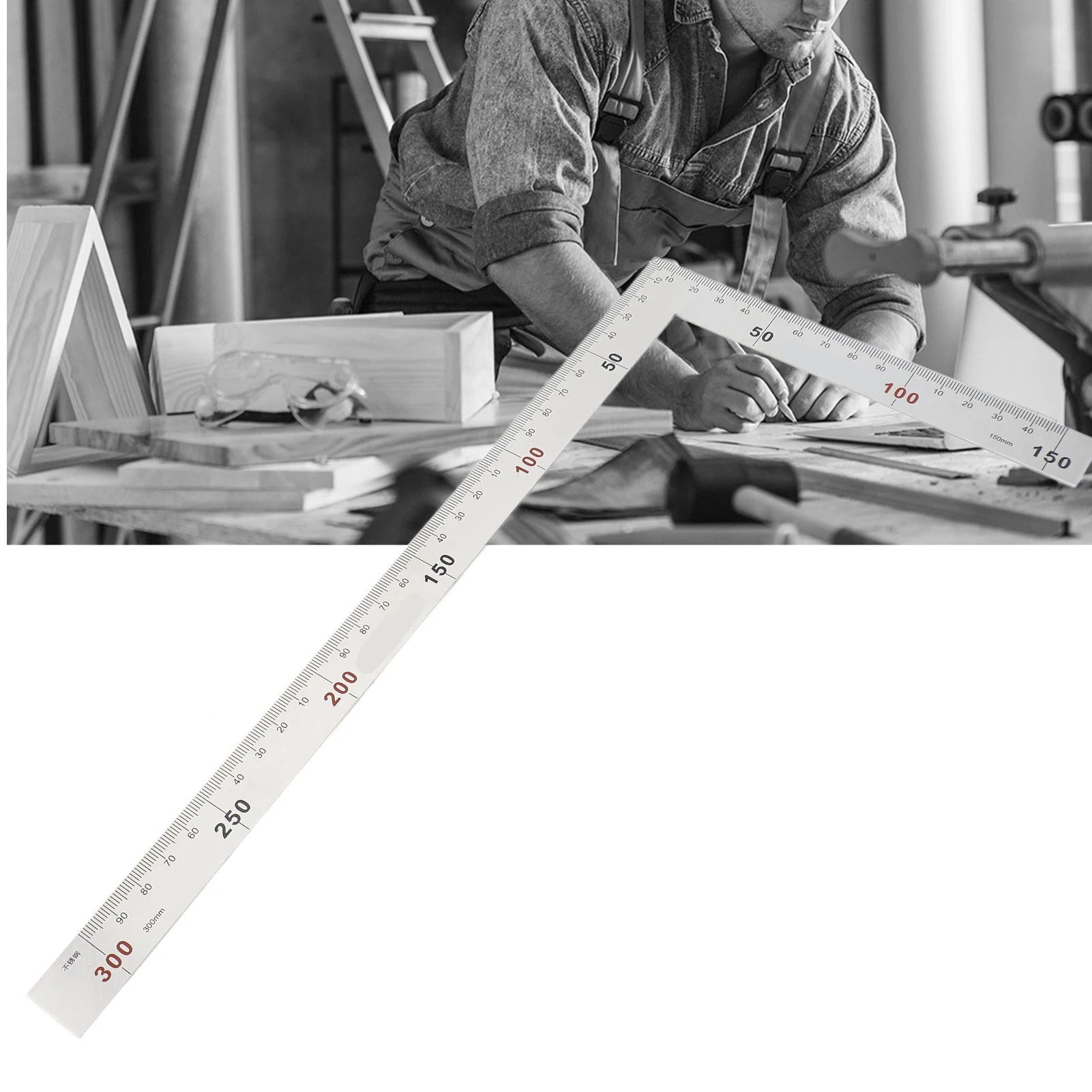 300/500mm Angle Square Ruler 90 Degree Right Angle Ruler Stainless Steel Triangle Ruler Woodworking Gauge Measuring Tool