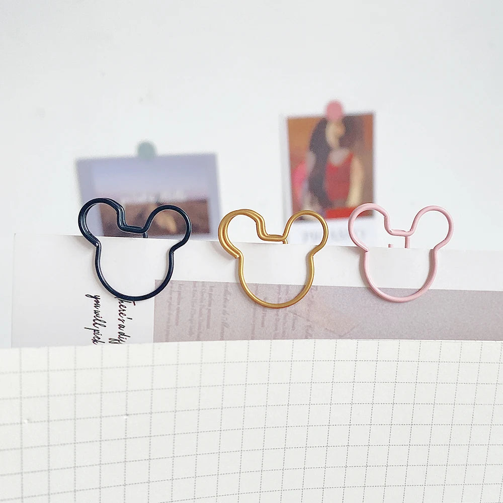 20pcs cartoon gold rose gold Paperclip on Book Paper Creative Paper Clips Students Stationery Office School Binding Supplies