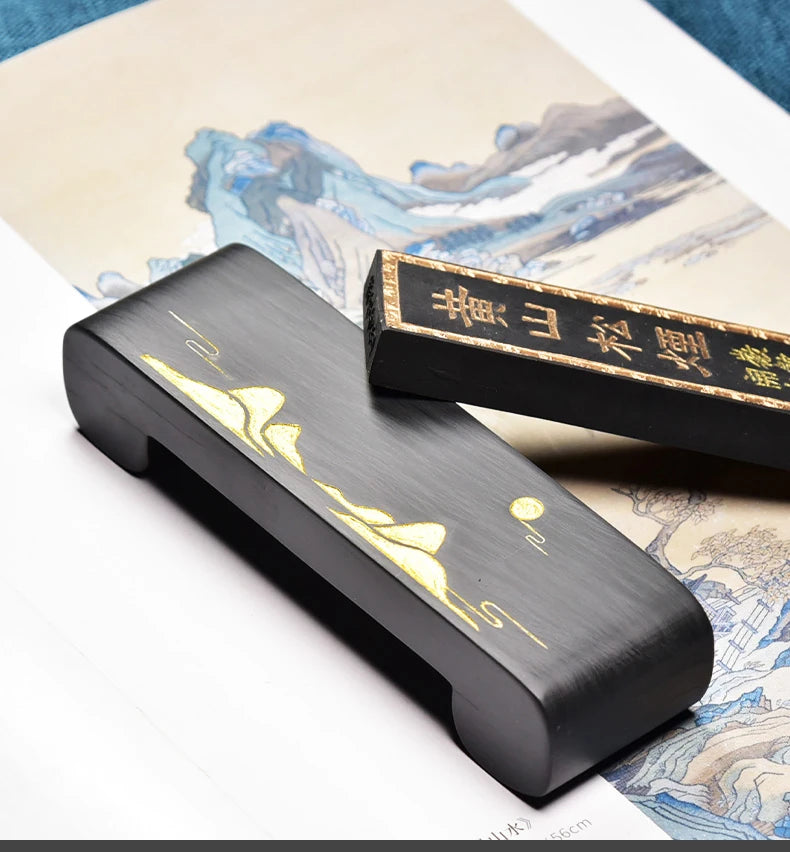 She Yan Water Wave Chinese Ink Stick Bed Natural Stone Stamp Holder Rest for Chinese Calligraphy Decoration Supply