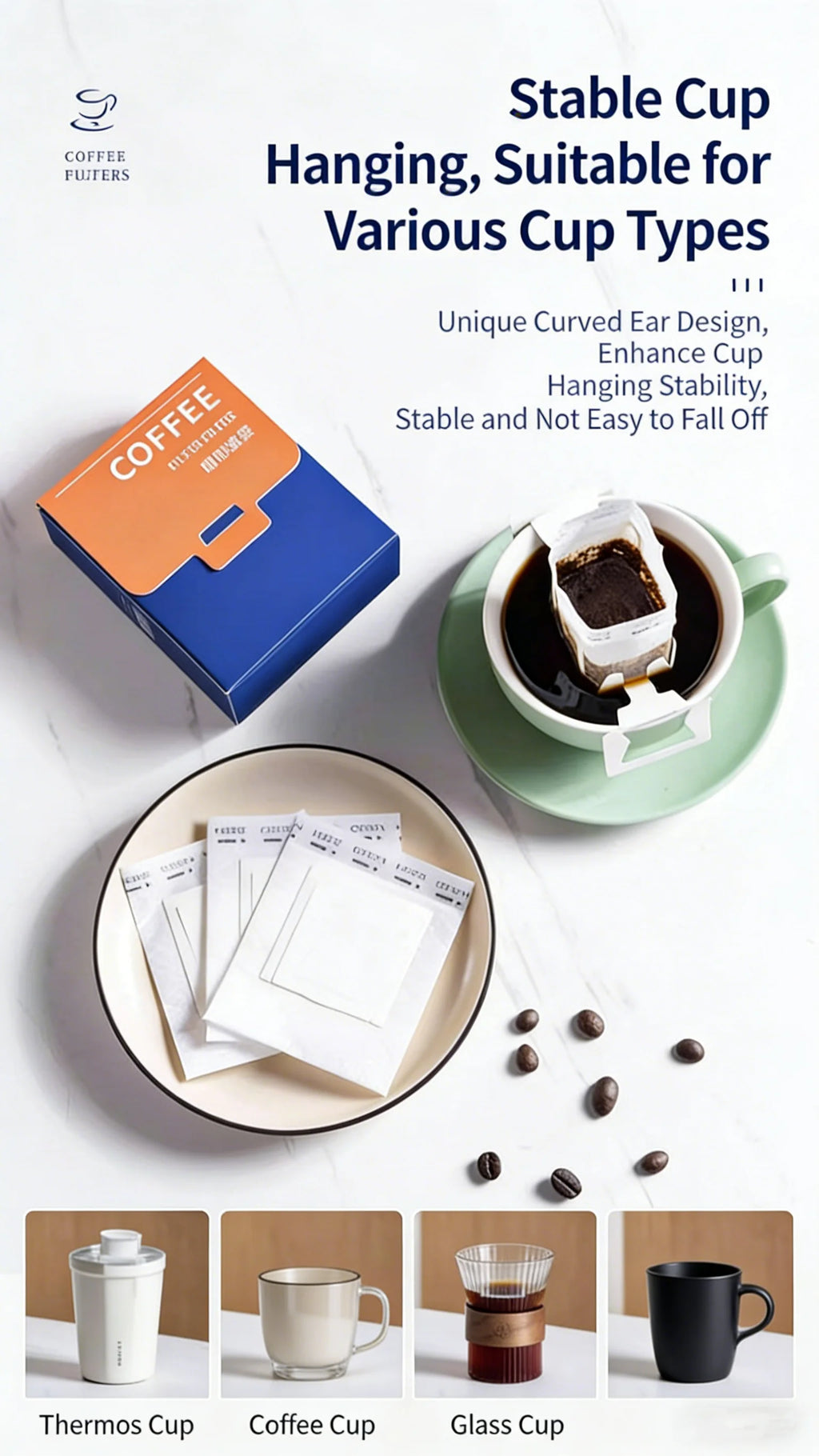Disposable Coffee Filter Bags Portable Drip Coffee Paper Pack Hanging Ear Espresso Coffee Accessories Tea Brewing Tools