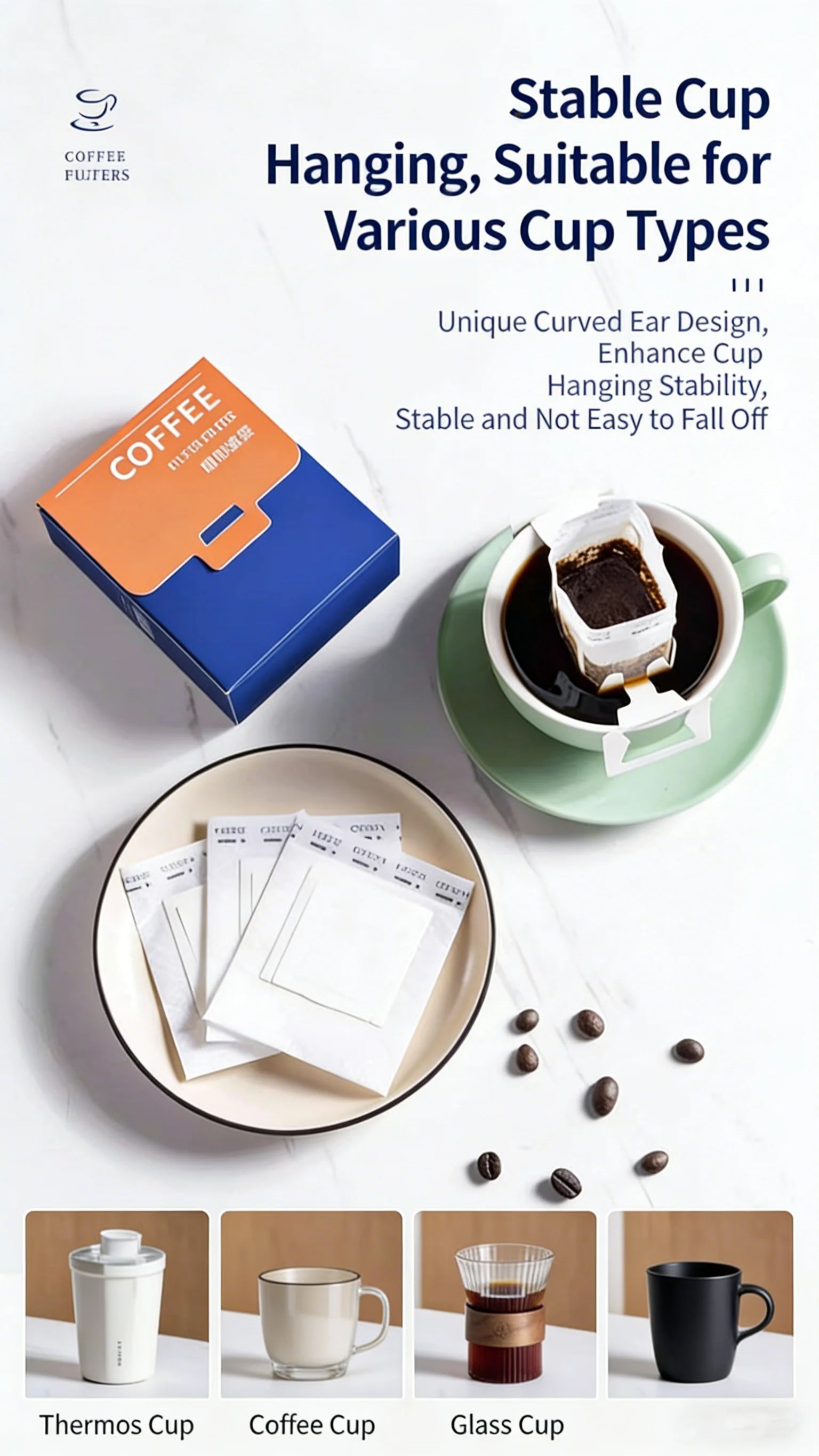 Disposable Coffee Filter Bags Portable Drip Coffee Paper Pack Hanging Ear Espresso Coffee Accessories Tea Brewing Tools