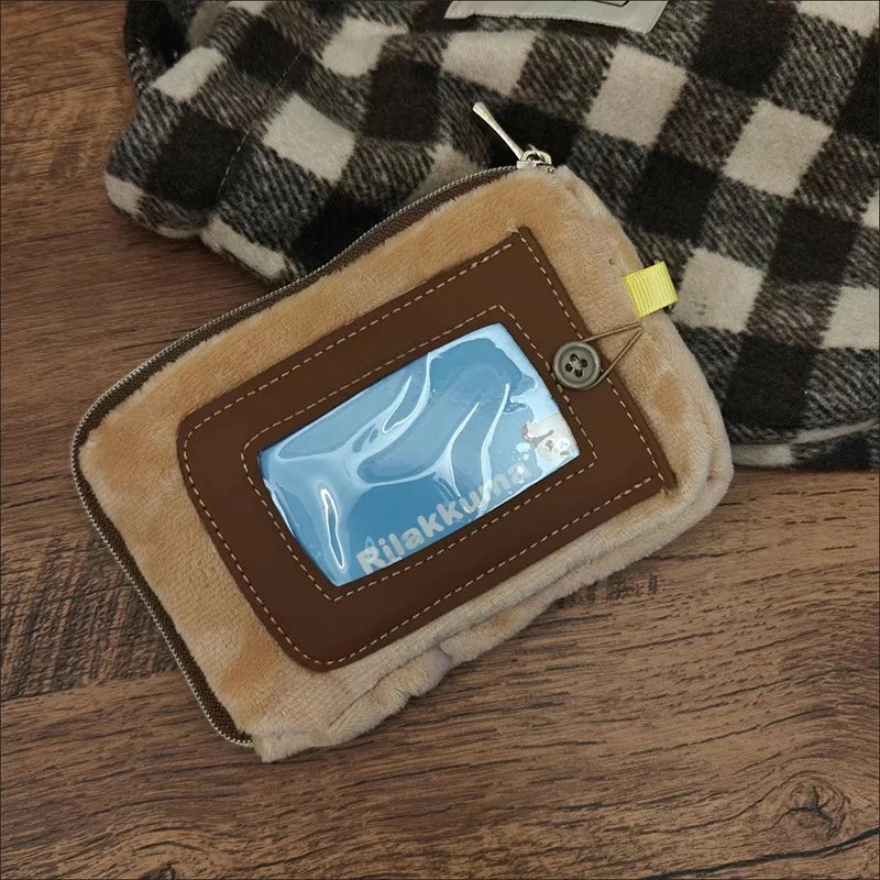 2025 New Kawaii Rilakkuma Peripheral Transparent Wallet Anime Themed Card Case And Key Case Storage Organizer Girl Birthday Gift