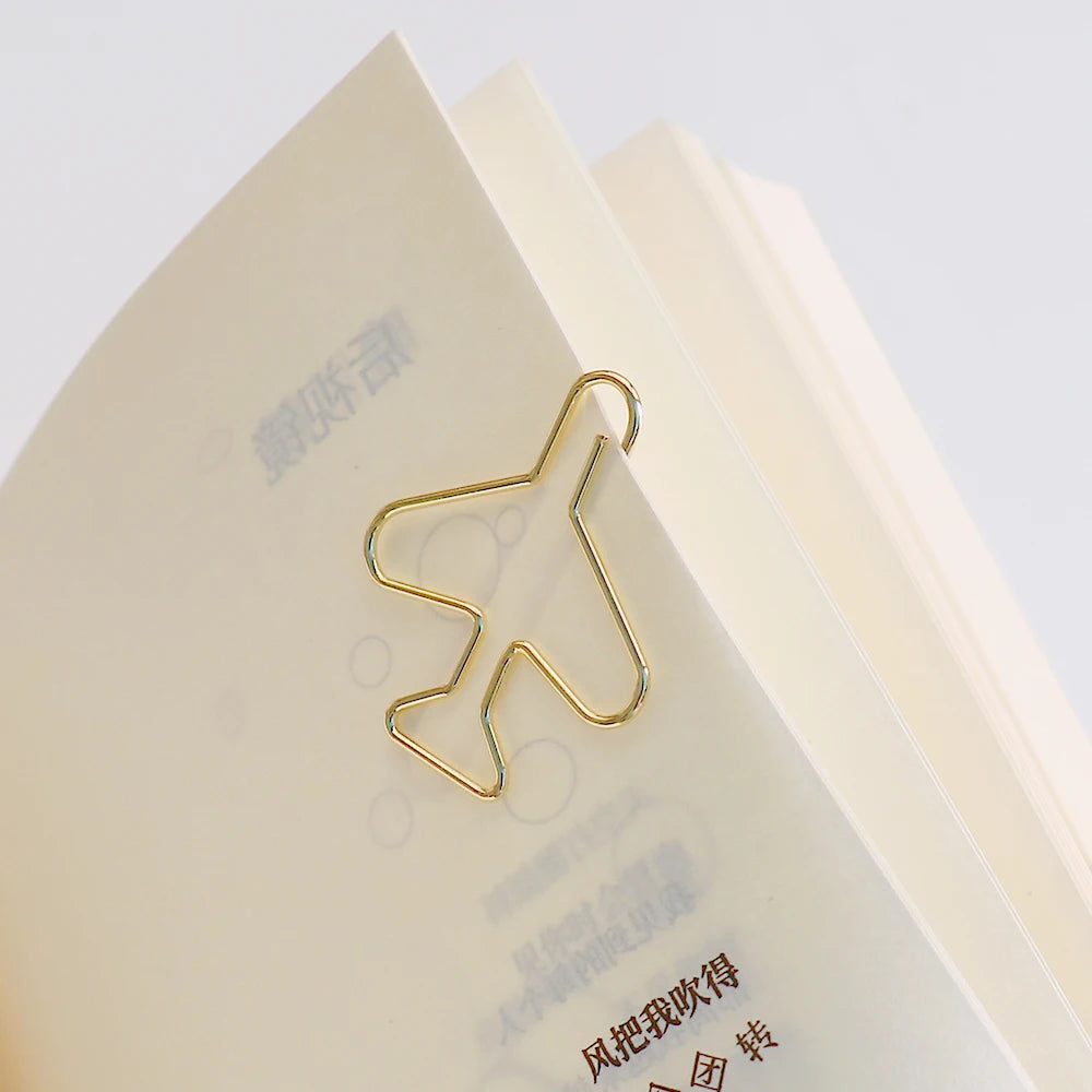 20 Pcs Airplane paper clip Cute Rose Gold aeroplane Clips Bookmarks Photo Memo Ticket Holder Office School Supplies Decoration