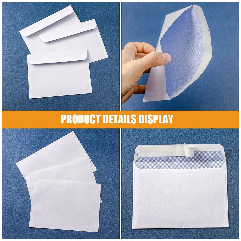100Pcs White Confidential Envelopes Security Print Long-Lasting Paper Versatile Use Business Legal Letters Cash Storage Secure