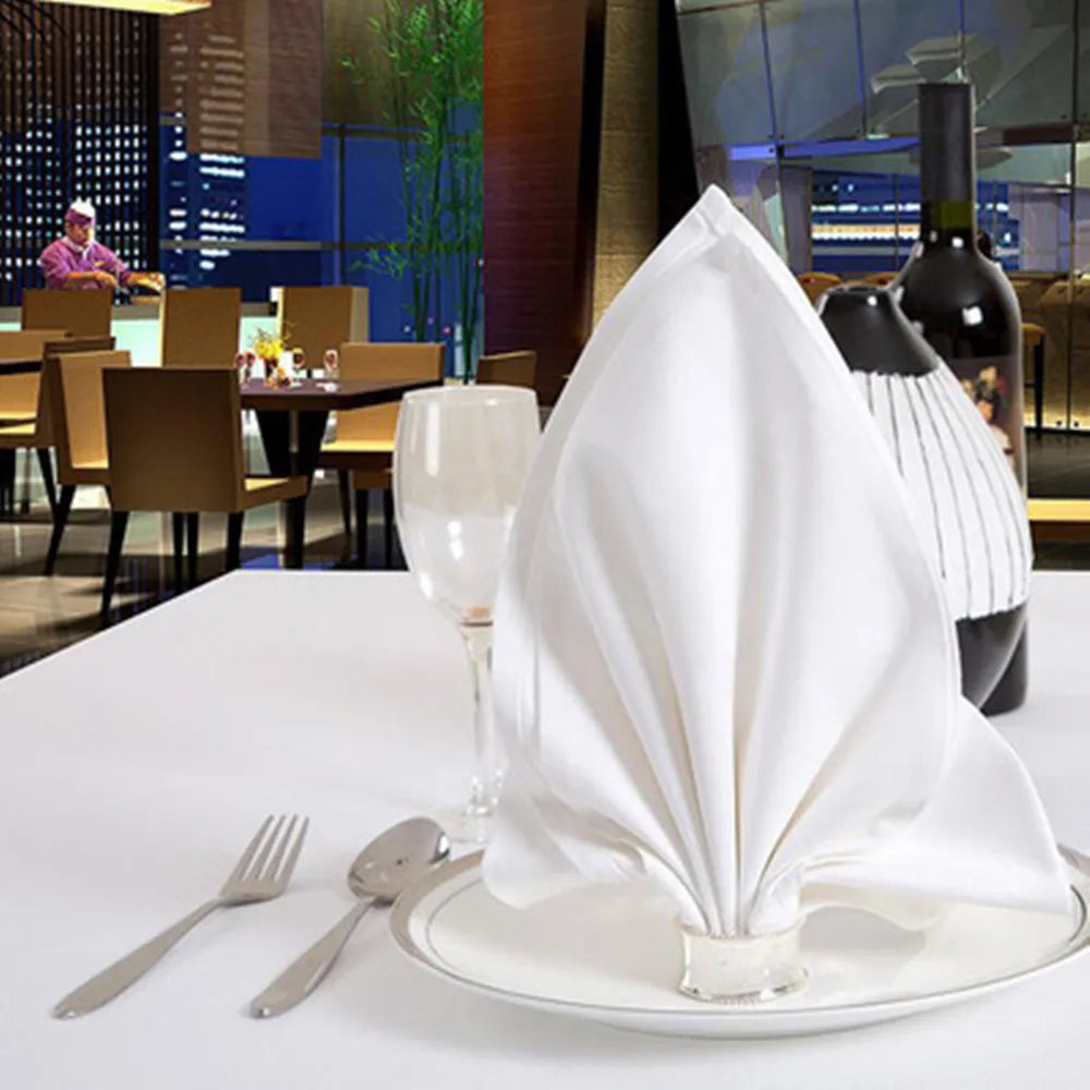 12pcs  100% COTTON RESTAURANT DINNER CLOTH LINEN WHITE 50x50cm PREMIUM HOTEL NAPKINS
