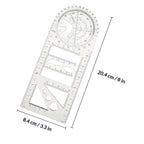 1Set Drawing Ruler Set Multifunctional Geometric Protractor Premium Plastic Measuring Tool for Students Home Office Accurate