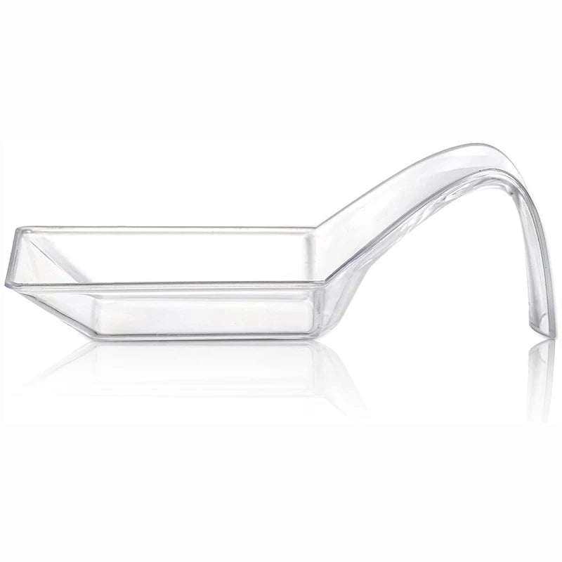 20Pcs Plastic Spoon Shaped Appetizer Spoons, Clear Mini Catering Dessert Tasting Spoon, Disposable Containers for Cream Sauces