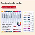 Languo 9/144 Colors Acrylic Paint Art Marker Pen DIY Painting Drawing Card Ceramic Stone Mug Glass Fabric Clothes Art Supplies