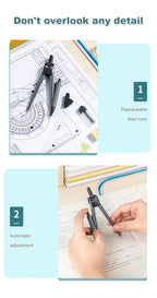 Deli Compass Set Mathematical Drawing Set Tool Professional Multifunctional Ruler School Supplies 7pcs/Set Drafting Set