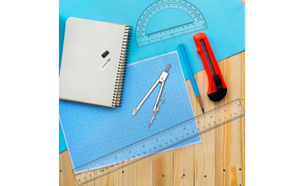 Geometry Tool Kit Clear Geometry Set with Case Compass Set with Case Portable Drawing Tool Kit Compact for Students, Schoolwork