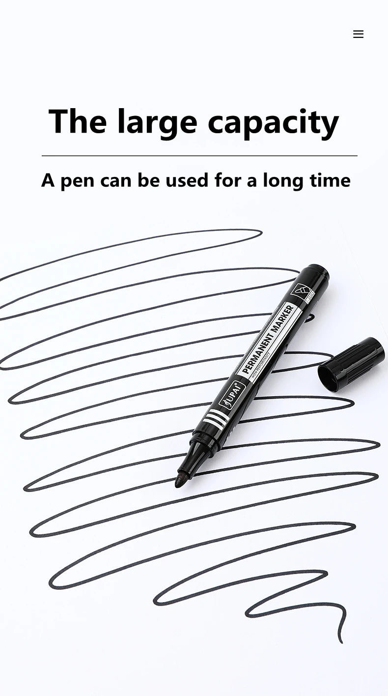 3/6Pcs/Set Permanent Marker Pen Fine Point Waterproof Ink Thin Nib Crude Nib Black Blue Red Ink 1.5mm Fine Color Marker Pens