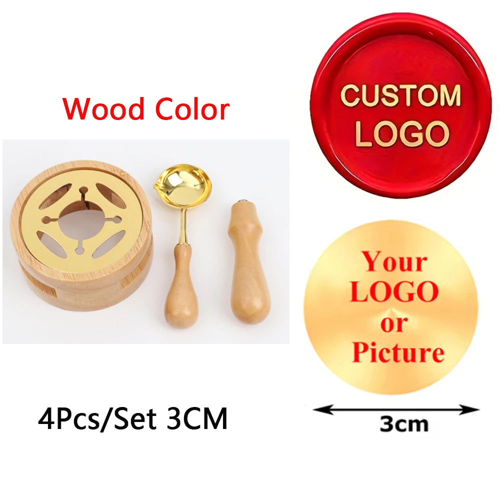 Custom Wax Seal Stamp Kit Personalized Image/LOGO Customized Wax Sealing Stamp with Melting Spoon set for Wedding Invitation Wax