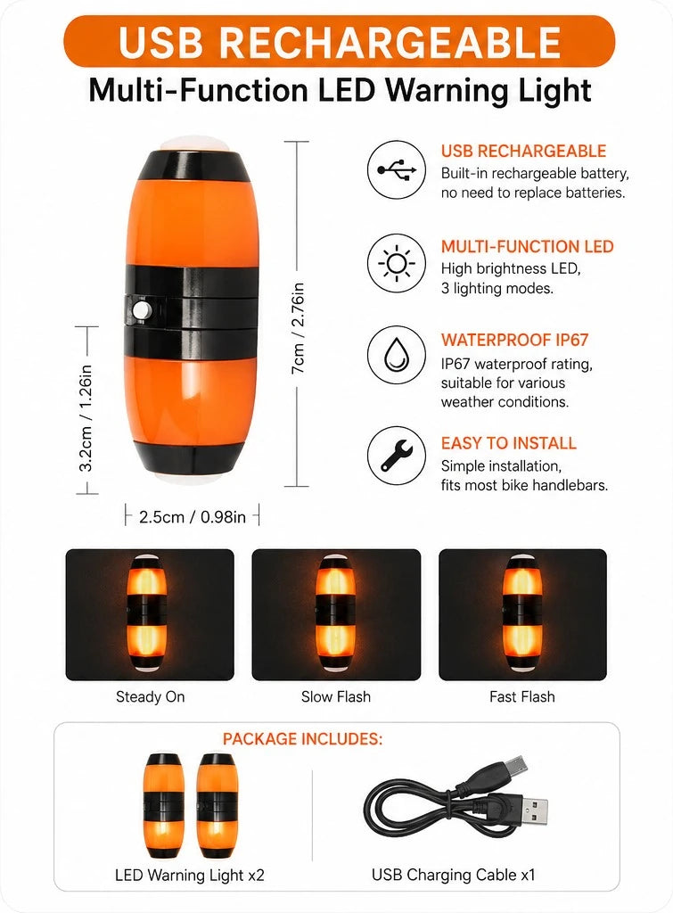 2Pcs Bicycle Handlebar Plug LED Light Intelligent Turn Signal Waterproof MTB Bar End Warning Lamp Night USB Rechargeable