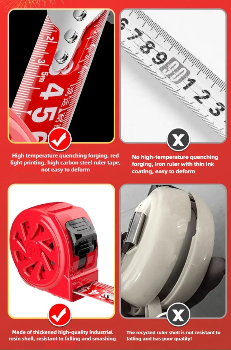 5M Tape Measure Retractable Red High-precision 3M 7.5M Measuring Tape Thickened Wear-resistant Tape Practical Measuring Tools