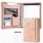 A4 Zippered Portfolio Organizer with 3-Ring Binder, Tablet Sleeve, Card Slots, Phone Pocket and Memo Pad