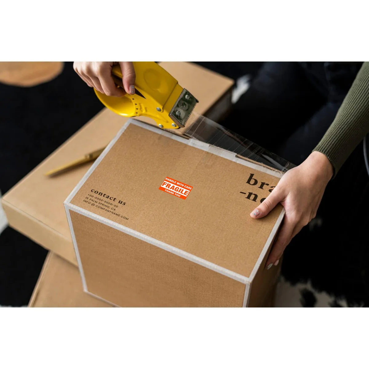 1 Roll, 250 Labels,1 Inch Handle with Care Fragile Do Not Bend Thank You Warning Packing Shipping Label Stickers Permanent