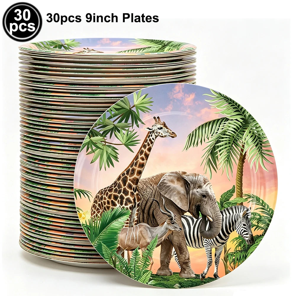 Jungle Disposable Paper Plate Napkin Cup Safari Animal Party Supplies for Baby Shower Safari Jungle Theme Birthday Decoration
