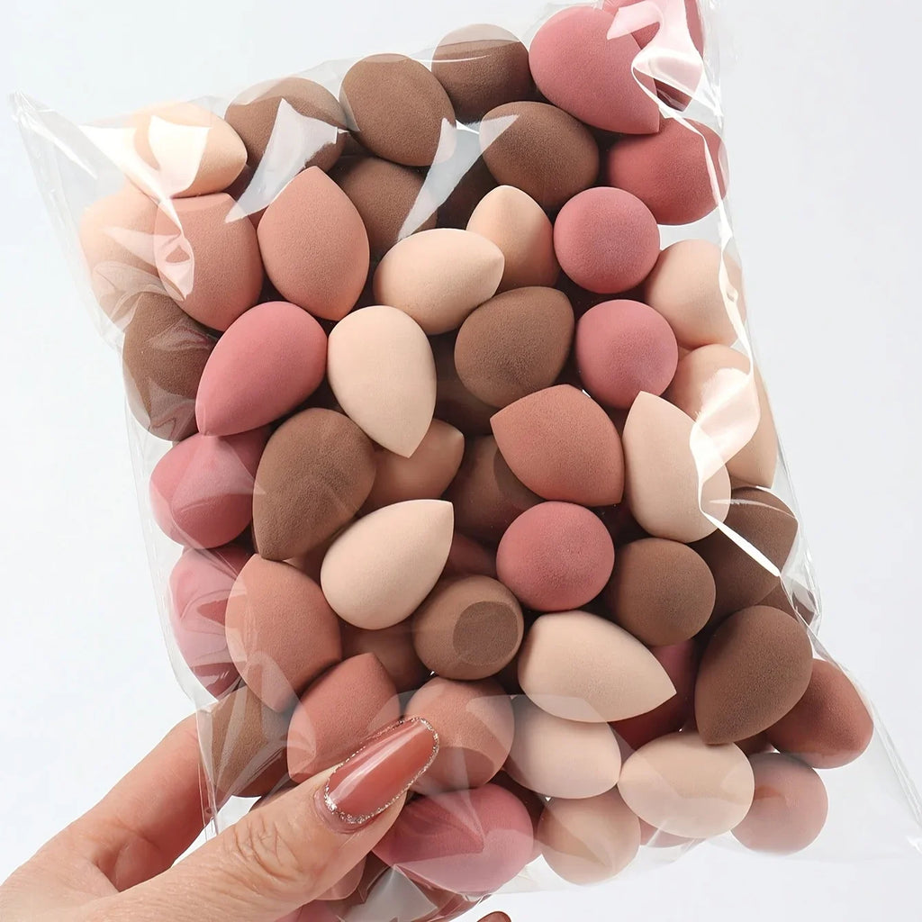 10/20/30PCS Mini Makeup Sponges Set - Blending Sponge for Blush, Contour, Powder & Liquid Foundation, Dry/Wet Use, Light Beige