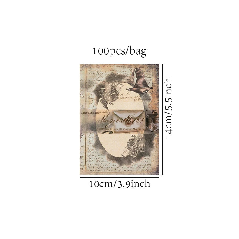 8 Style100Pcs/book Memo Material Paper Vintage Artistic Character Message Card Beautiful Flowers European Style DIY Hand Account
