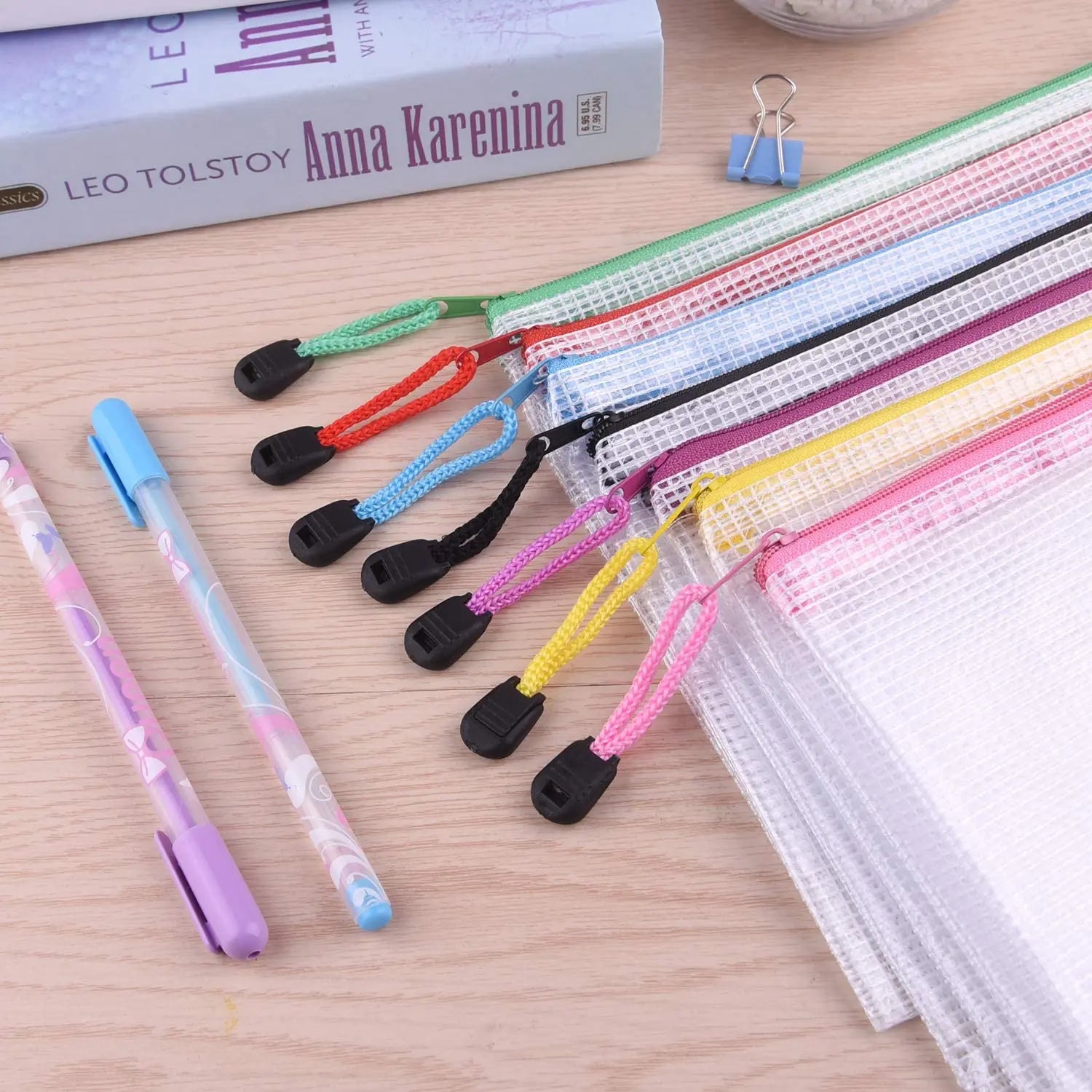 Mesh Zipper Storage Bag Document Bag Waterproof File Pouch Folders School Office Supplies Cosmetic Makeup Bags A3/A4/A5/A6