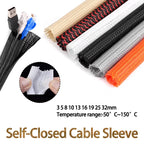 3/8meters PET Braided Cable Sleeve 3mm~32mm Self-Closed Sheath High Protection Wear Resistant Insulated Sleeving Wire Organizer