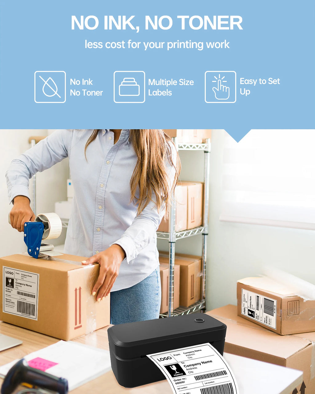 Marklife X4 Thermal Label Printer Portable Printer for 4x6 Mailing Packages Printing Bluetooth & Automatic Label Recognition