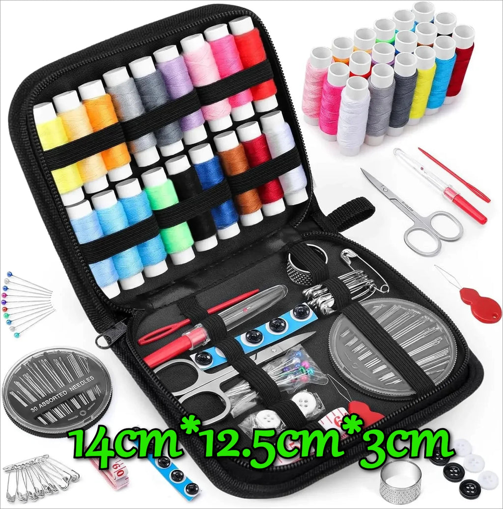 Complete Sewing Kit with Threads Needles Scissors Tape Measure Buttons Portable Travel DIY Embroidery Handwork Sewing Tool Set