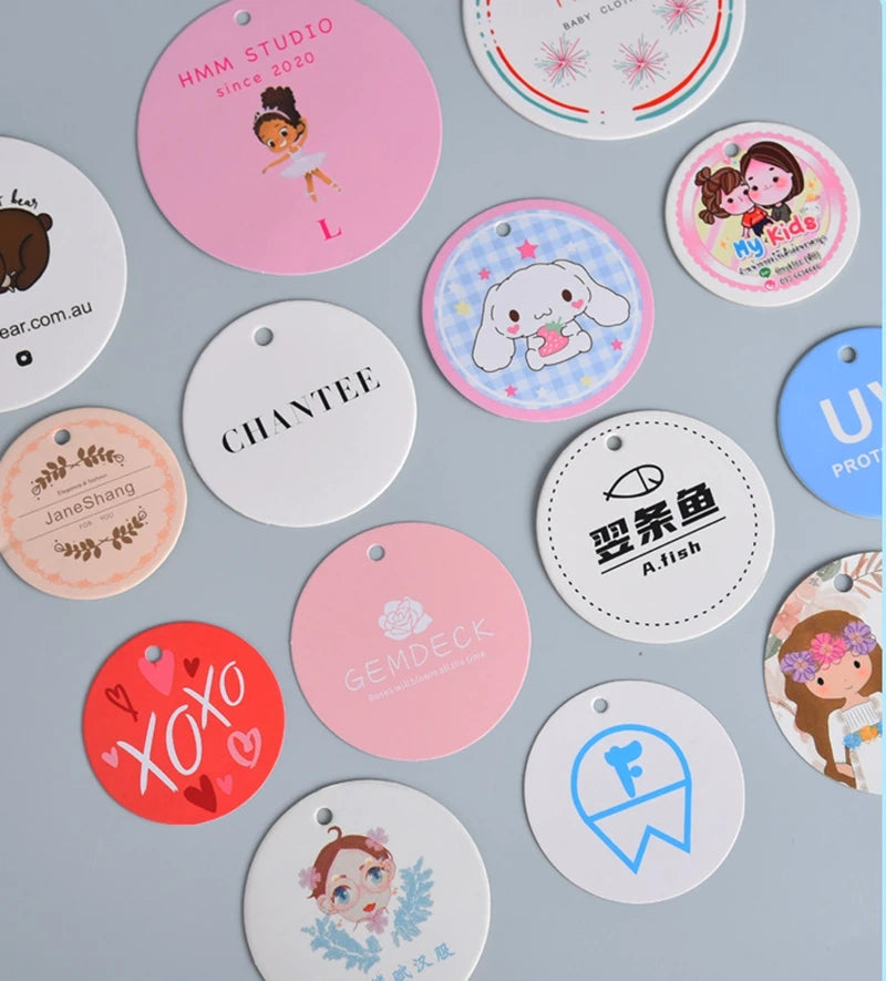 500PCS Custom Logo Any Size Shapes Clothing Hang Tags Paper Labels Brand Business Handmade Merchandise Hang Personalize