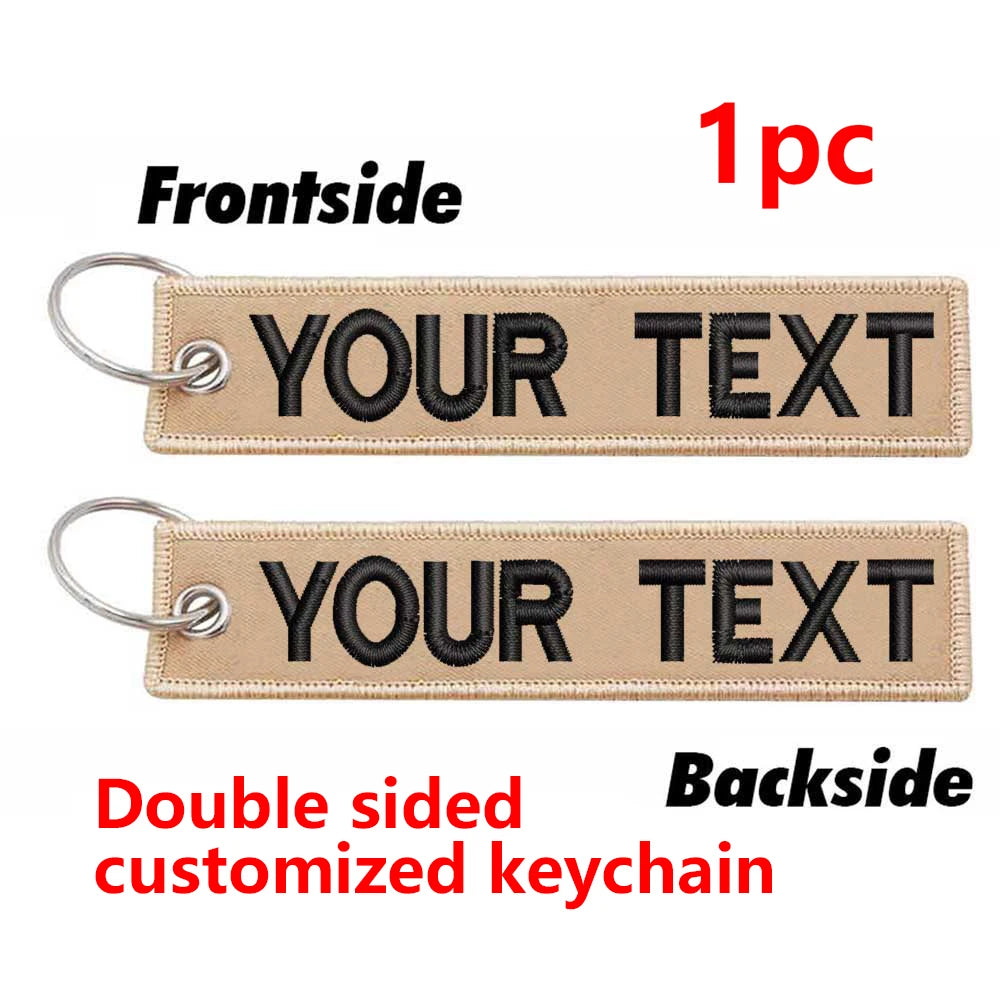 Custom Embroidered Keychain - Personalized Text Name Tag Keyring for Motorcycle, Car, Backpack, Luggage Travel Accessories