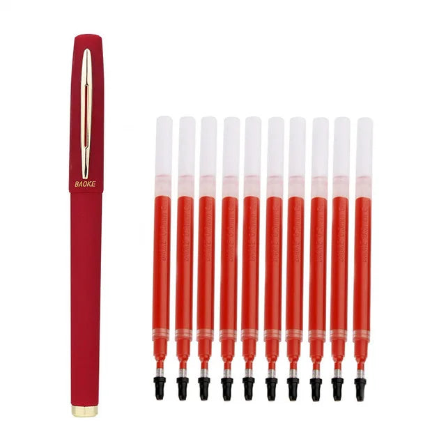 Baoke 0.5/0.7/1.0mm Large Capacity Signature Set Antibacterial Pen Black Carbon Office Neutral Roller Ball Pen Business Refill