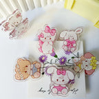 6 pieces Cute Cartoon Kitten Clip Acrylic Transparent Memo Paper Clip Journal Scrapbook Decorative Supplies School Stationery