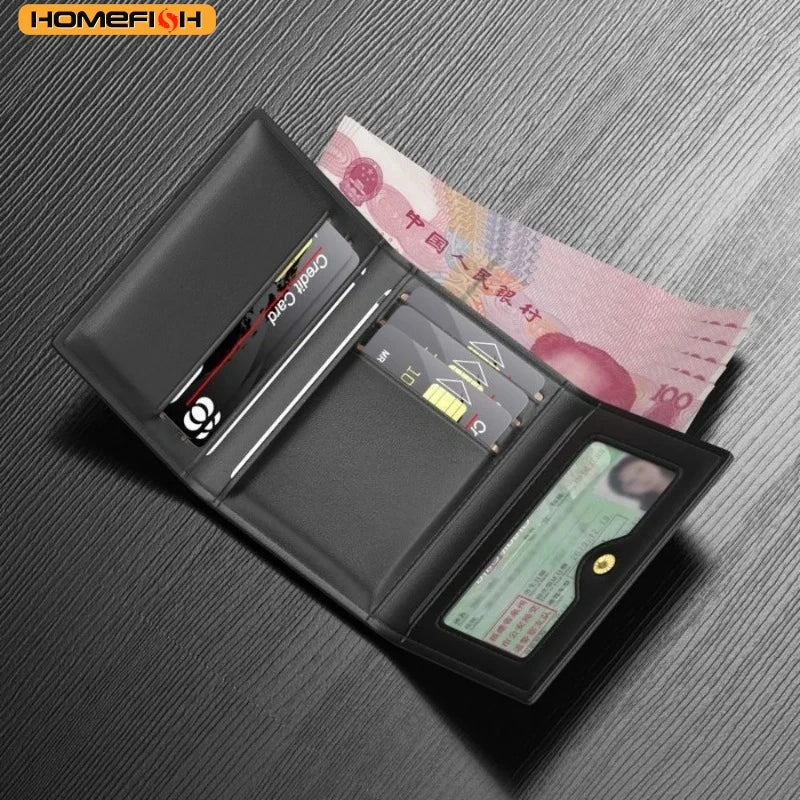 Fashion Leather Men Card Wallets Large Capacity Solid Color Male Purse Multi-card Multifunctional Photo Holder Women