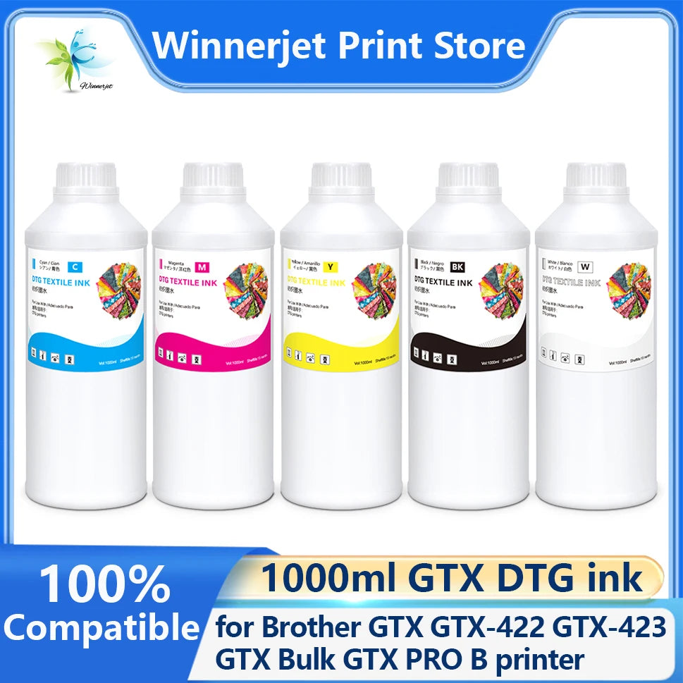 Winnerjet 1000ml GTX DTG Ink Textile Ink for Brother GTX GTX-422 PRO GTX-423 PRO GTX PRO GTX Bulk GTX PRO B Printer