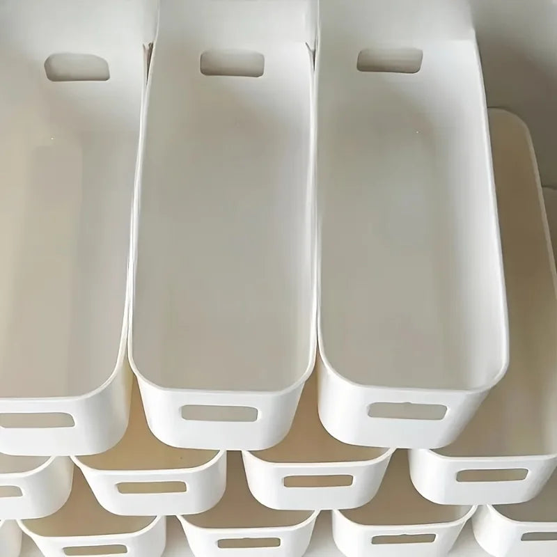 4pcs White Plastic Storage Boxes - Suitable for Drawer, Shelf, Wardrobe,Office, Bedside - Store Phone Cases,Socks- Space-Saving