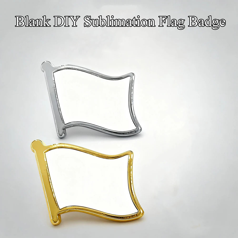 10pcs Blank Flag Shape Metal Lapel Pin Sublimation Badge Customizable Metal Flag Pin Blank for DIY Name Logo Emblem Making