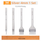 WUTA 1Set 4pcs Basic Leather Chisel Tool Diamond Pricking Iron Hole Punch Stitching Leather Craft tools 3/4/5/6mm 1-2-4-6 teeth