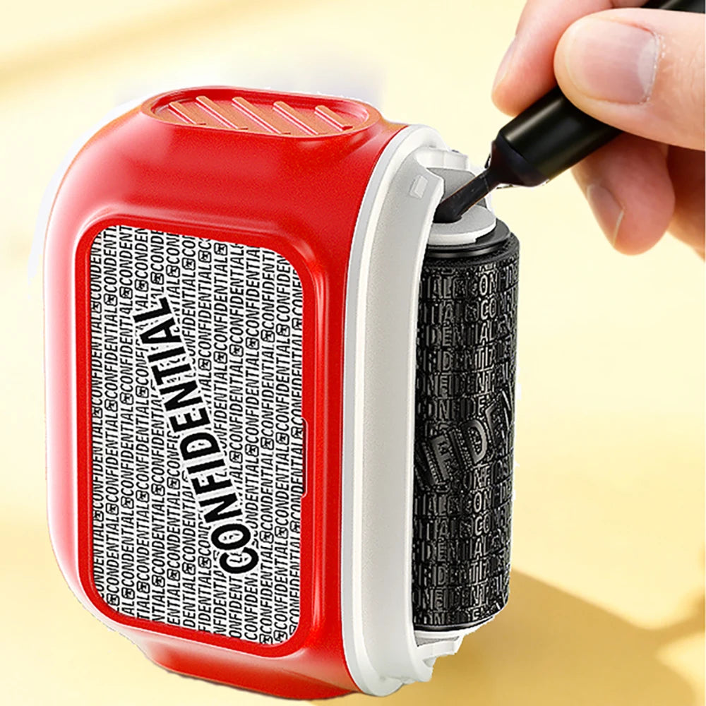 A005 Large Roller Privacy Stamp, Identity Theft Protection & Confidentiality Guard, with 3 Refill Inks