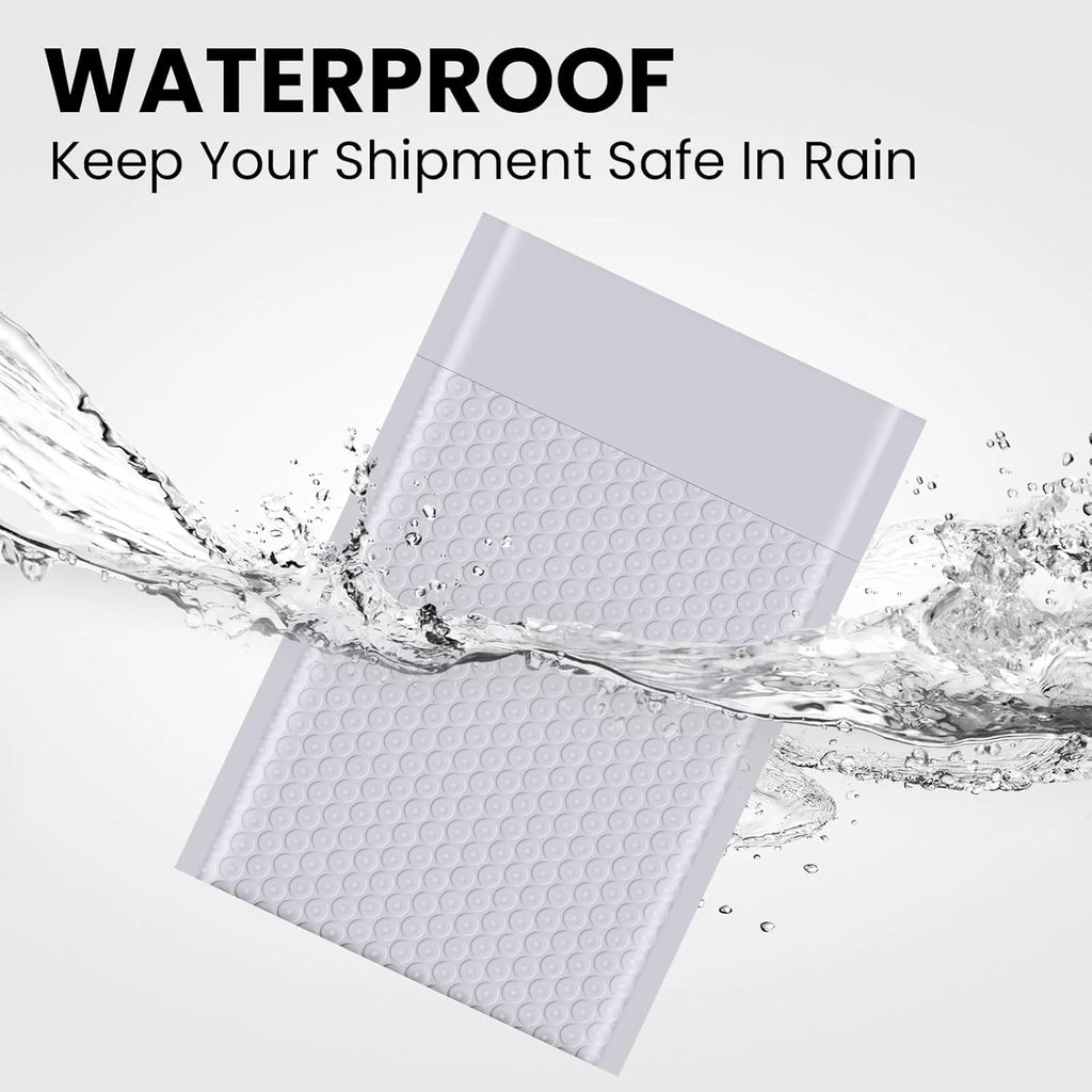 10pcs White Waterproof Bubble Mailers Protective Padded Poly Envelopes Self Seal Mailing Bags for Fragile Items Cosmetic Samples