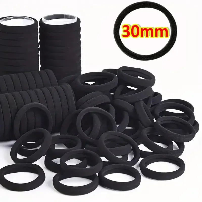 10-100pcs New Women High Elasticity Black Headband Hair Accessories Lazy Tie Hair Sturdy and Durable High Ponytail Rubber Band