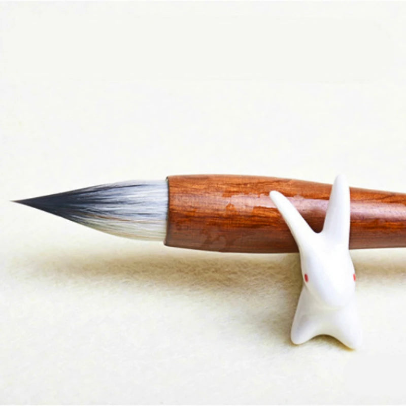 Watercolor Painting Brush Short Woolen Rabbit Mixed Hair Calligraphy Brush Chinese Running Regular Script Brush Pen Tinta China