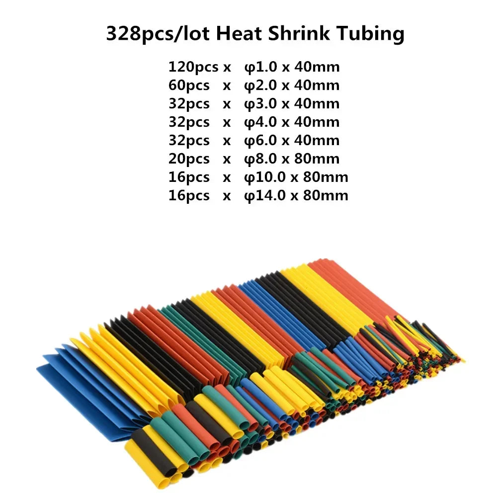 127/328/580/800Pcs Heat Shrink Wrapped Shrinking Insulation Sleeving Thermal Casing Car Electrical Cable Shrink Tube Tube Kit
