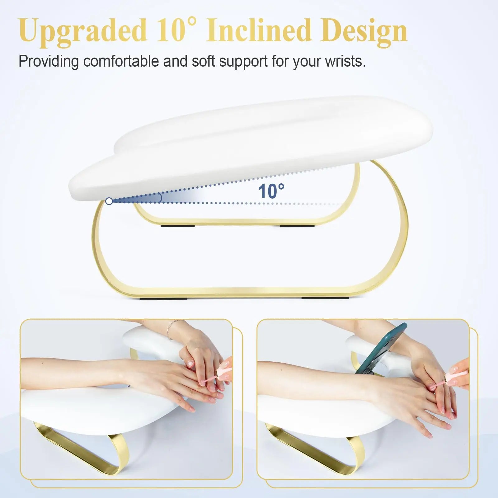 Nail Arm Rest with Rotating Phone Holder, Arm Rest for Nails Tech, PU Leather Nail Tech Arm Rest, U-Shaped Hand Rest