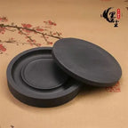 Natural Original Stone Inkstone Table with Cover End Ink Pond Plate Strip Grinding Student Beginners