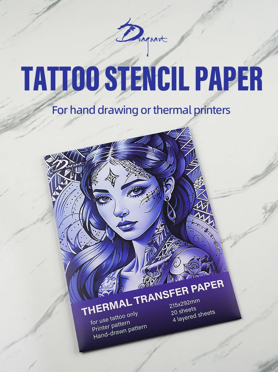 20/100pcs Tattoo Transfer Paper Carbon Thermal Stencil 4 Layered Sheet Tattoo Paper Copy Paper Tracing Paper for Tattoo Supplies