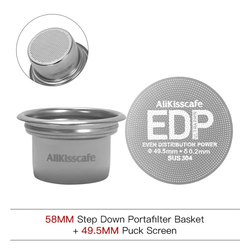 AliKisscafe 58mm to 49mm Step Down Filter Basket Kit Screen Tamper For Bottomless Portafilter Espresso Accessories Barista Tools