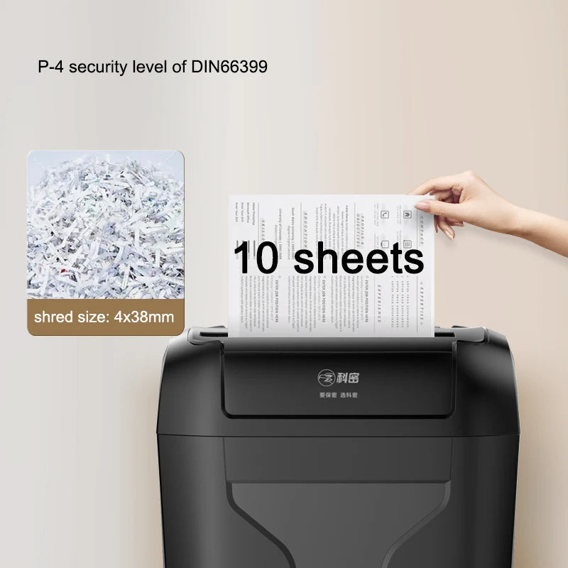 Desktop P4 10 Sheets Paper Shredder Household Small Office Automatic Cross Cut CD Paper Shredding Machine