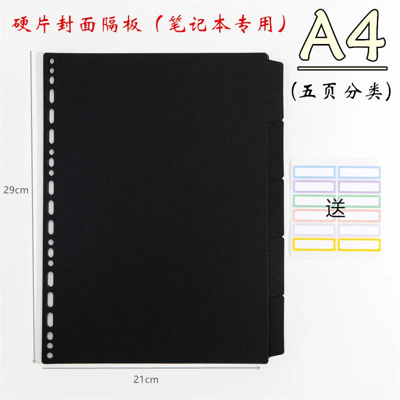 A4 A5 B5 Binder Dividers Genera Holes Binder Index 5 Tabs Frosted Plastic Planner Divider for Round Ring Binder Sheet Protector