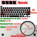 Russian Layout MacBook Pro Keyboard Cover 14" 16" M4 M3 M2 M1 Pro, MacBook Air 15" 13.6" M3 M2 Silicone Skin, US/EU Version