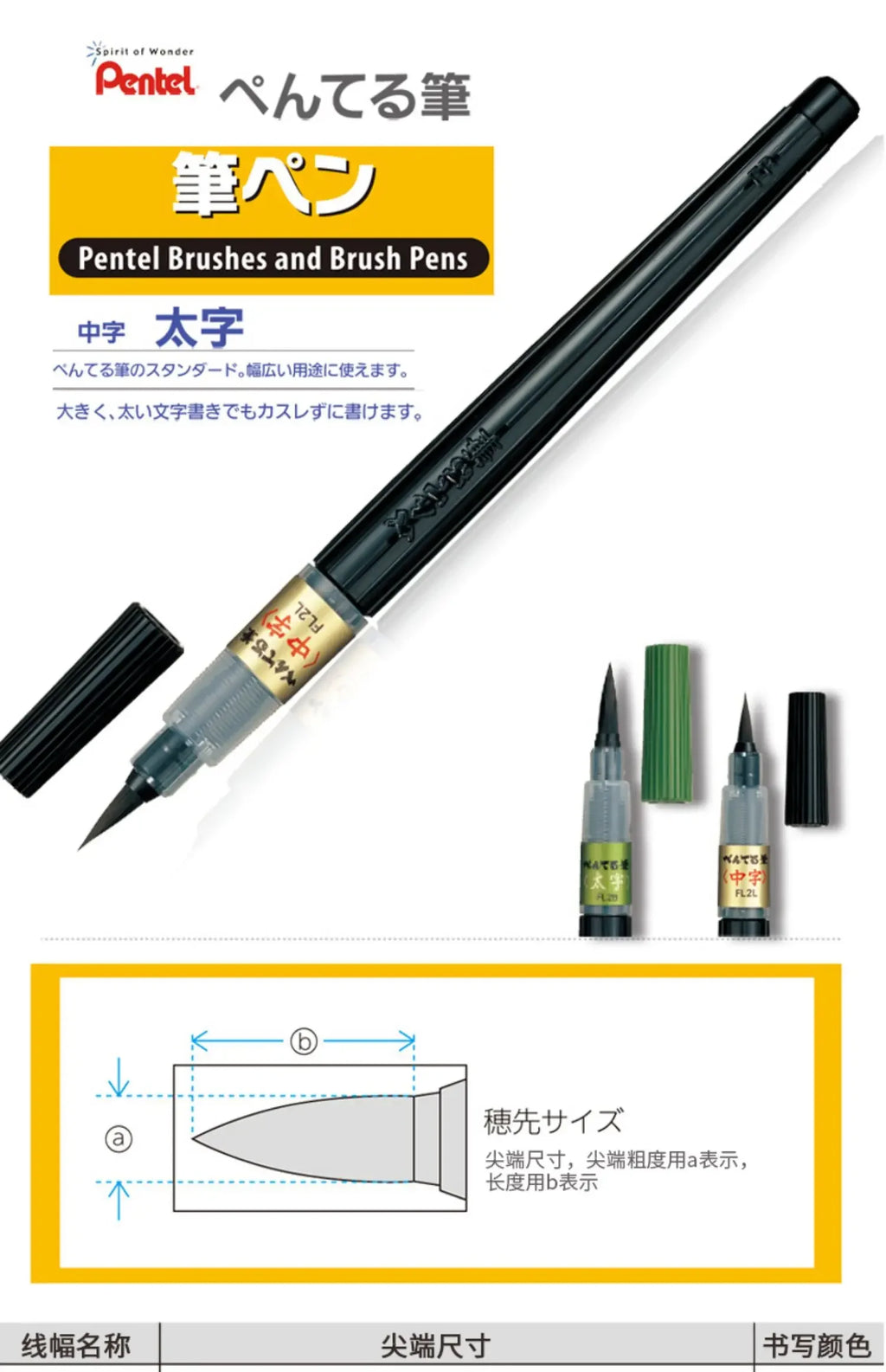 1PC Pentel Fude Brush Pen in Bister Pack ,Nylon Polypropylene Calligraphy Pen Chinese Painting Craft Supplies XFL2F