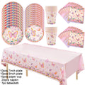Butterfly Disposable Tableware Set Paper Plate Cup Napkins Pink Butterfly Birthday Party Decoration Baby Shower Wedding Supplies